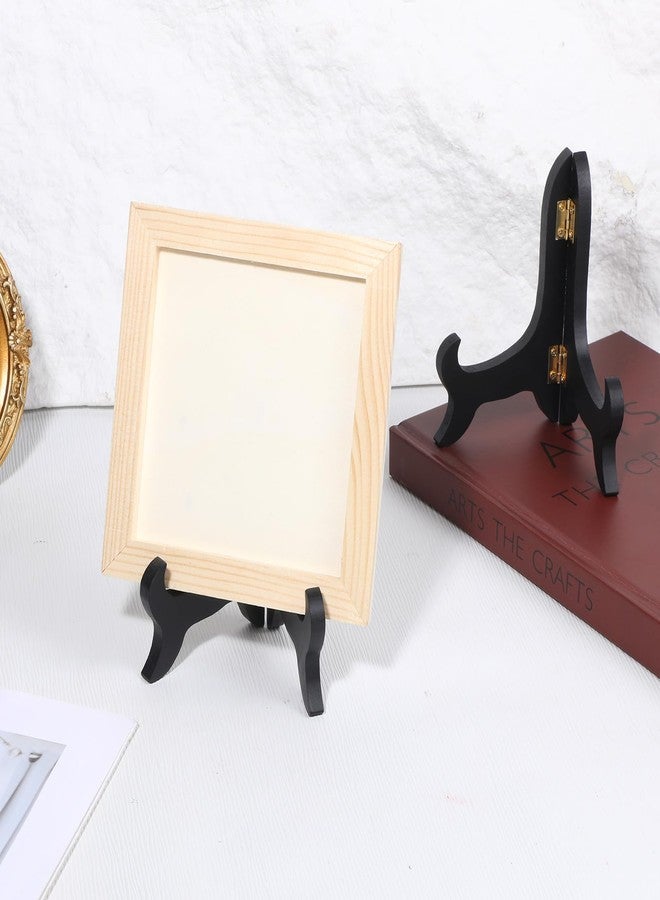Skrfren Easel Plate Holder, 5 Inch Black Wooden Photo Holder Stand Wooden Display Stand Plate Woodens Plates Stands, Black Decorative Plates Stands Picture Frames Folding DisplayStand Desktop OrnamentsStand - Image 4